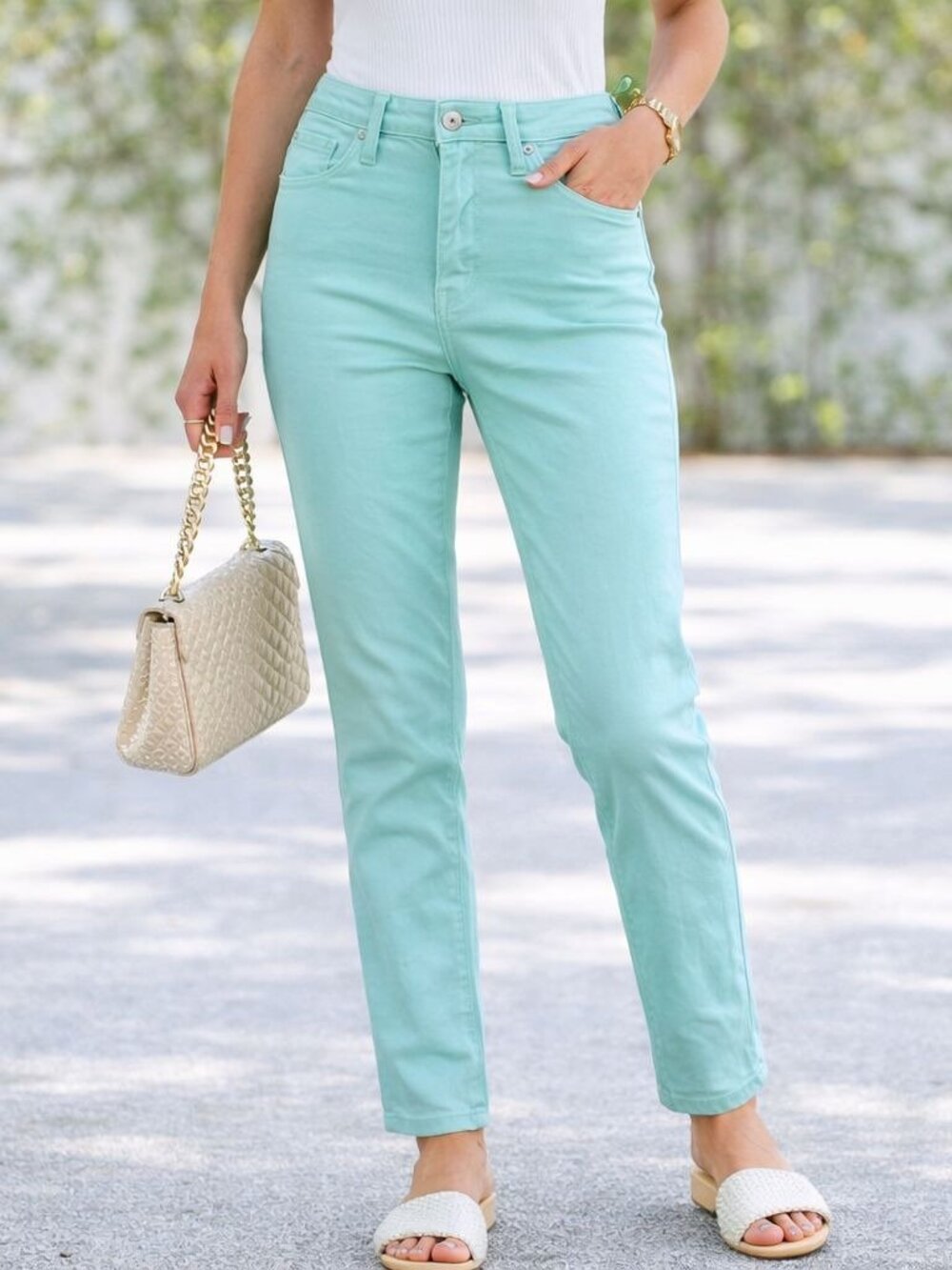 AG The Stilt Calypso Aqua Skinny Jeans 27R Made in USA Stretch Denim Cigarette